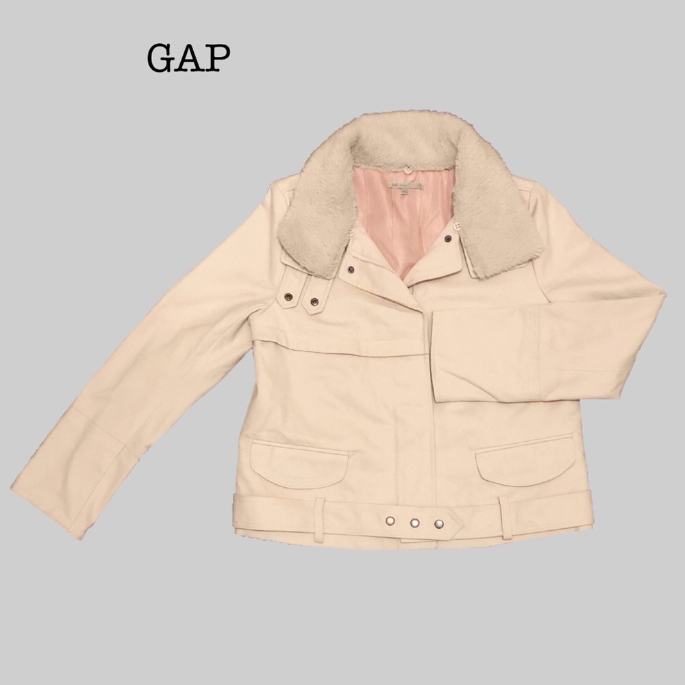 NWOT Gap Cream Sherpa Collar Moto Jacket